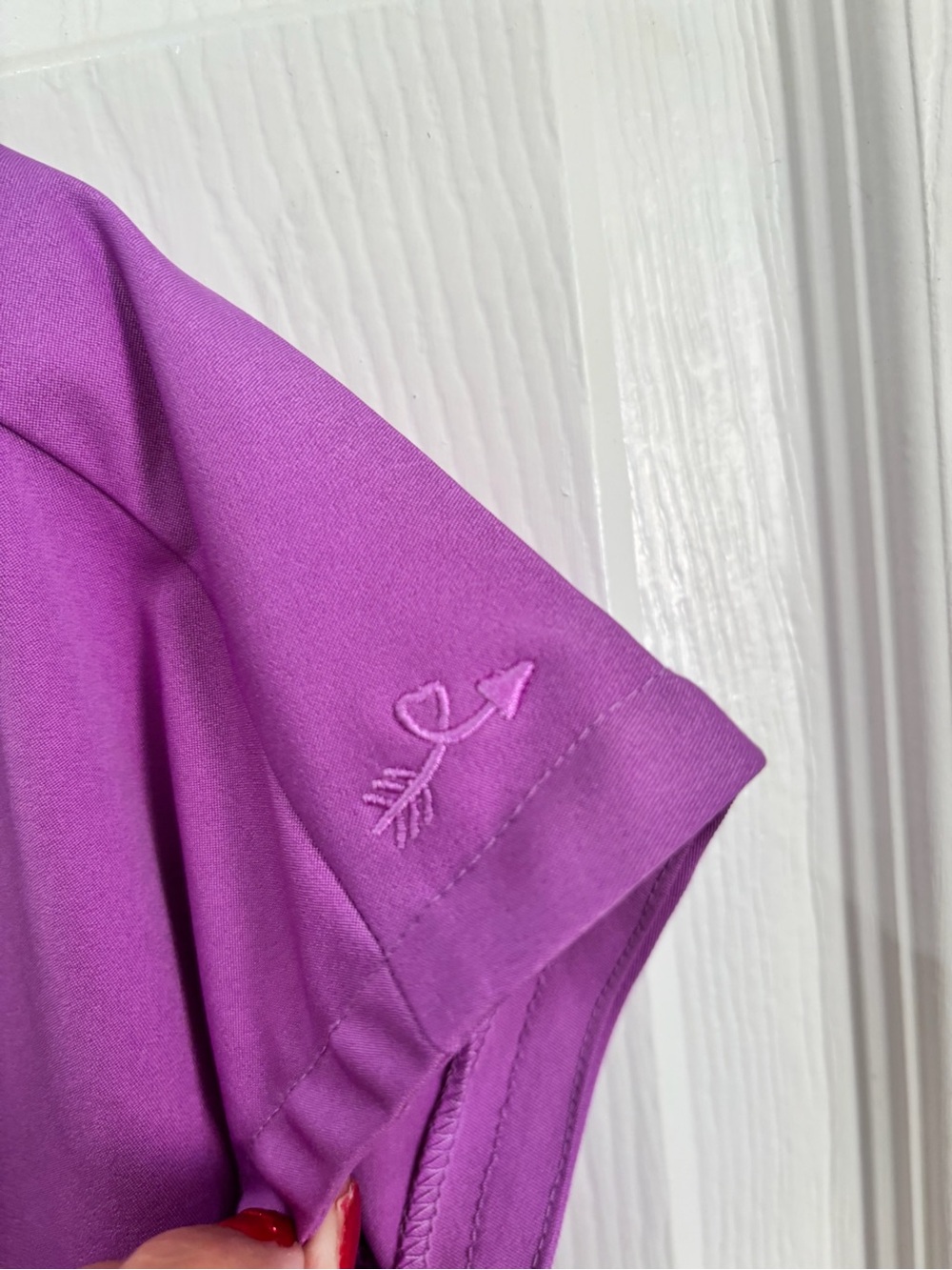 Ava Therese Split-Neck Scrub Top in Bright Purple - Picture 4 of 7
